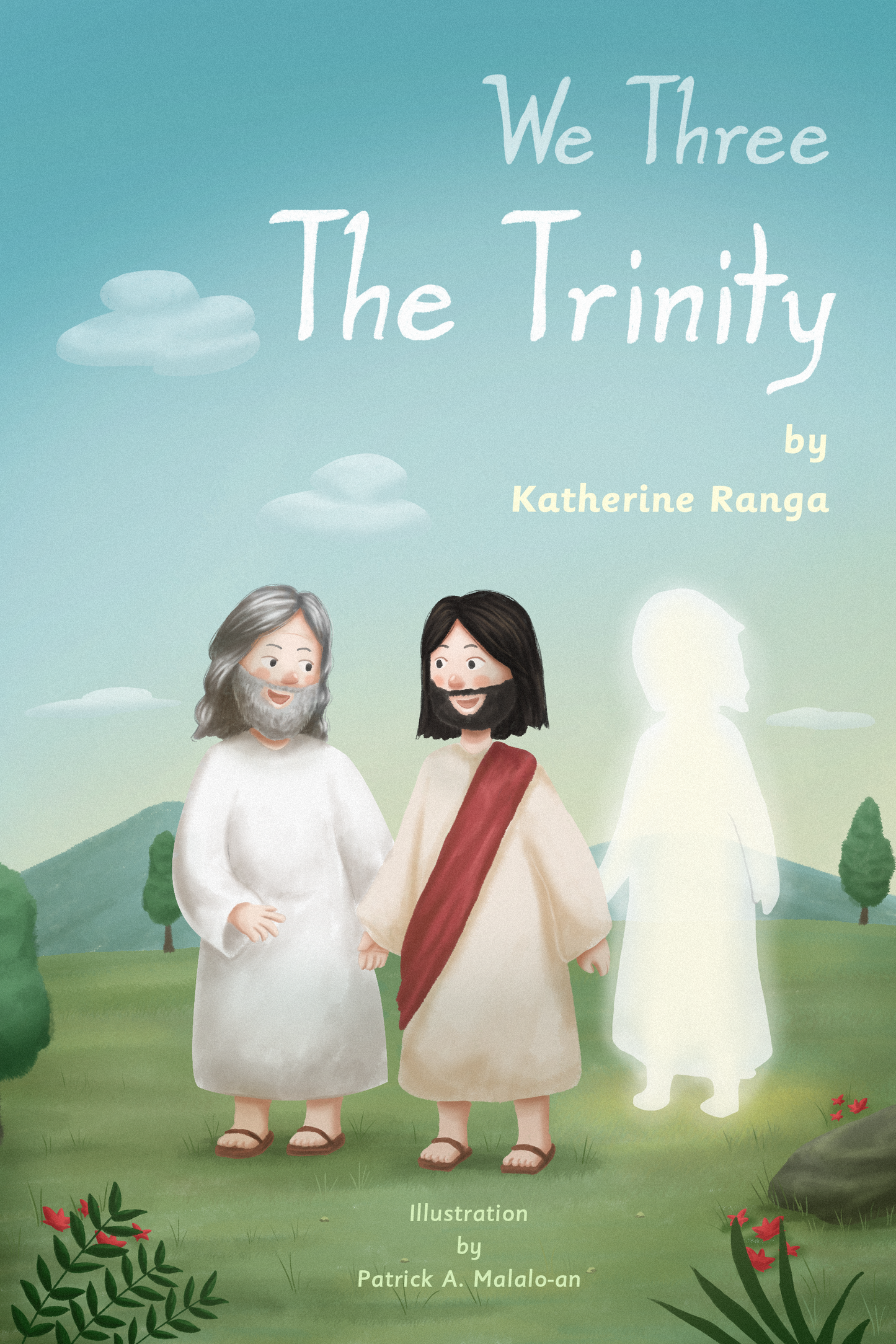 Christian children's book bundle featuring 'We Three The Trinity' by Katherine Ranga and colorful illustrations